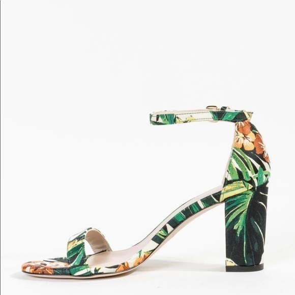 NEW STUART WEITZMAN Botanic Green Ankle Strap Heel Sandals 8 - Picture 1 of 6